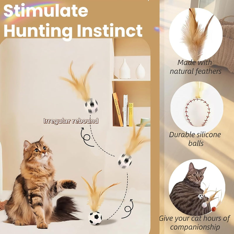 Self-Entertainment Feather Bouncy Pet Interactive Ball Toy