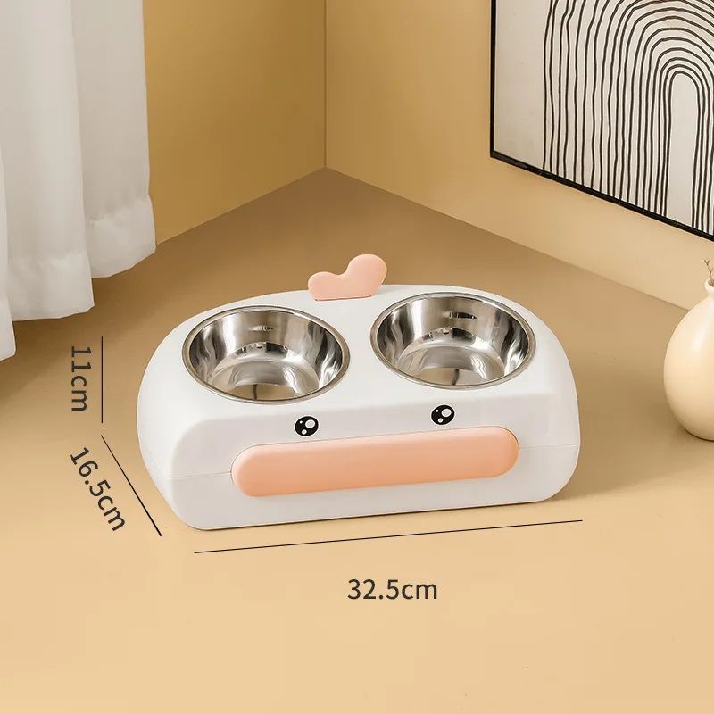 Pet Duck Design Double Bowl Feeding Tray Accessories