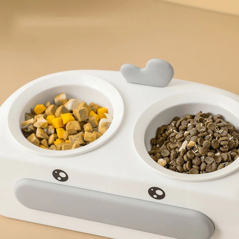 Pet Duck Design Double Bowl Feeding Tray Accessories