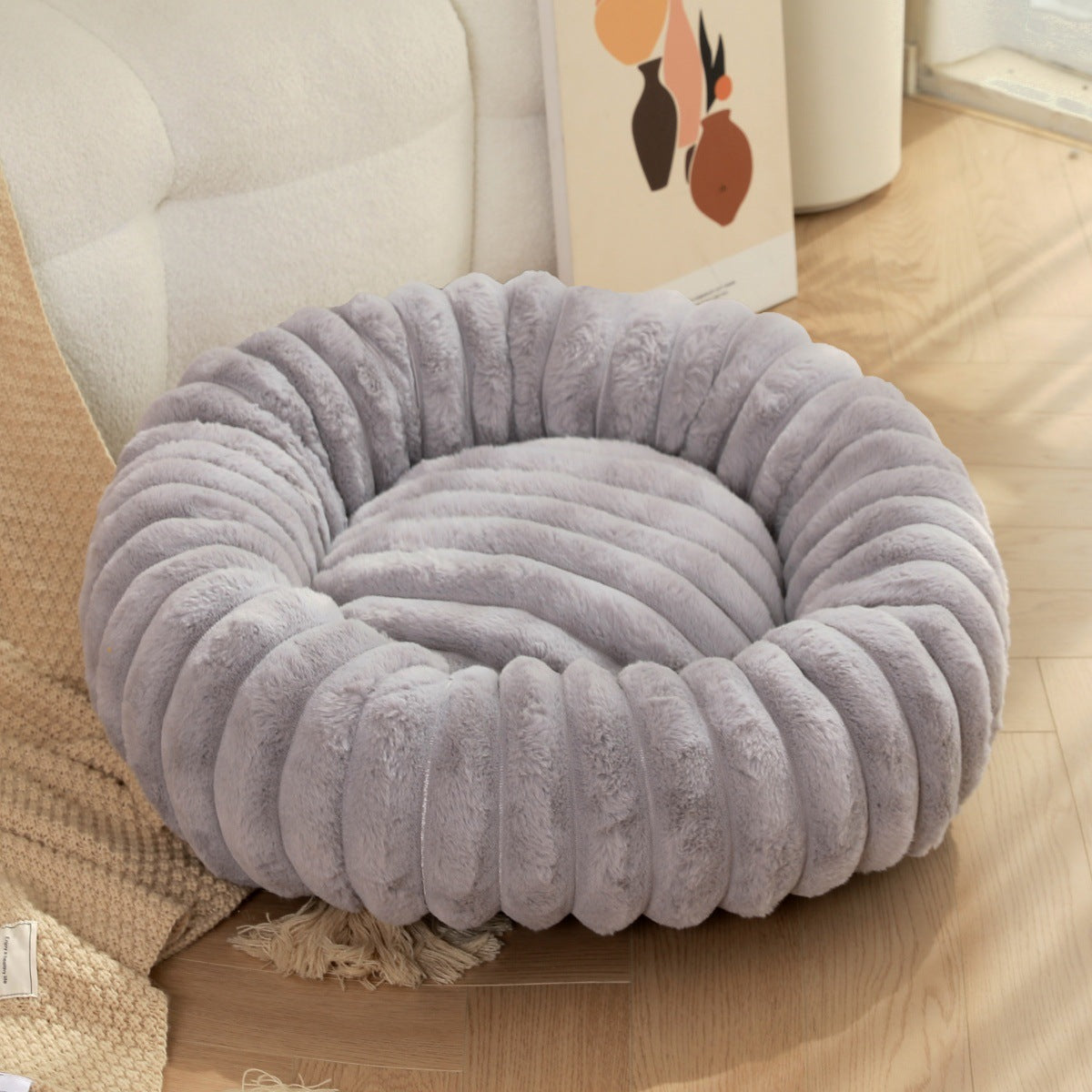 Pet Plush Winter Bed Round Warm Sleeping Nest