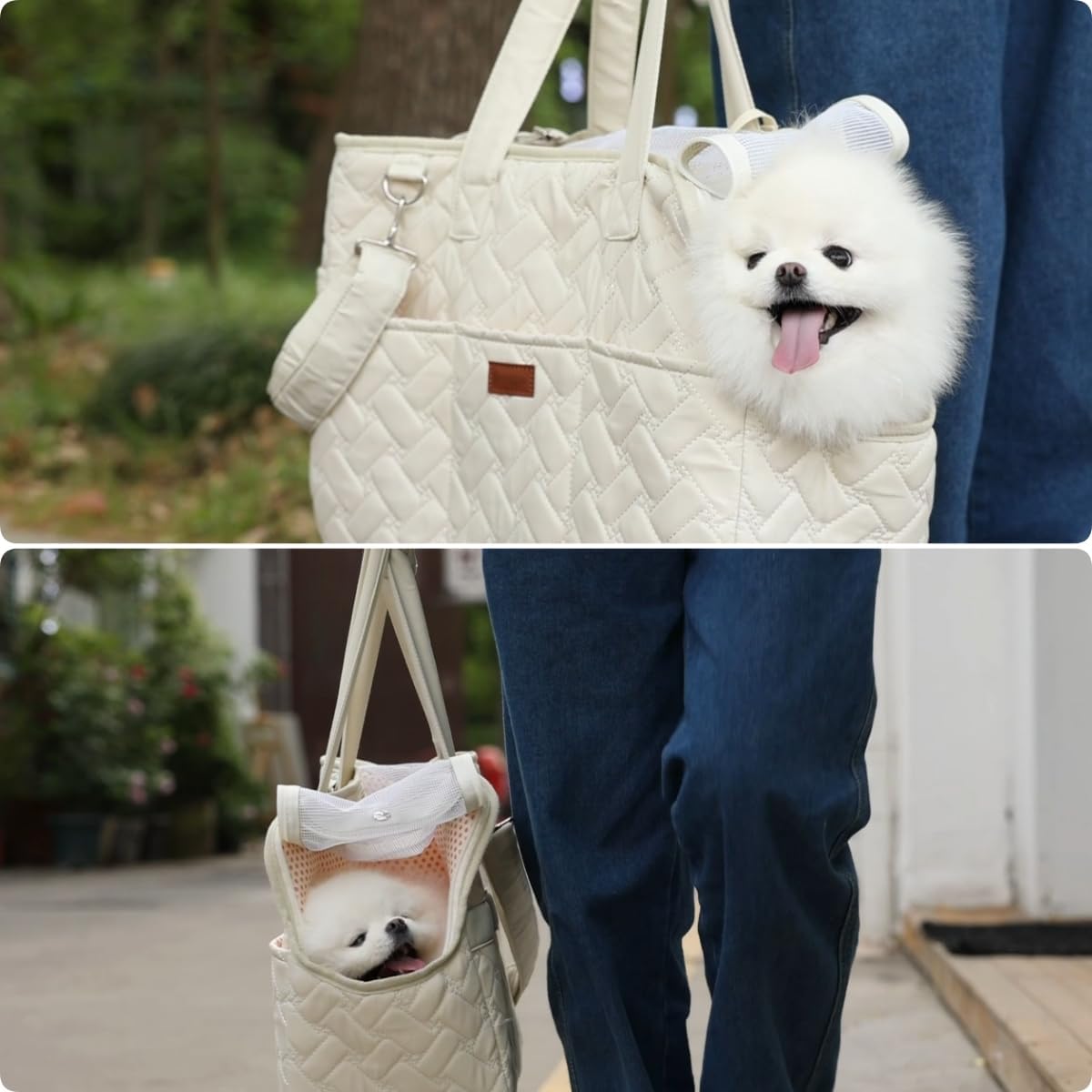 Breathable Pet Carrier Handbag With Pockets And Cushion Travel