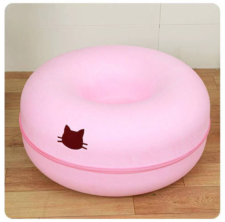 Pet Comfortable Round Bed Tunnel Cozy Sleeping Hideout