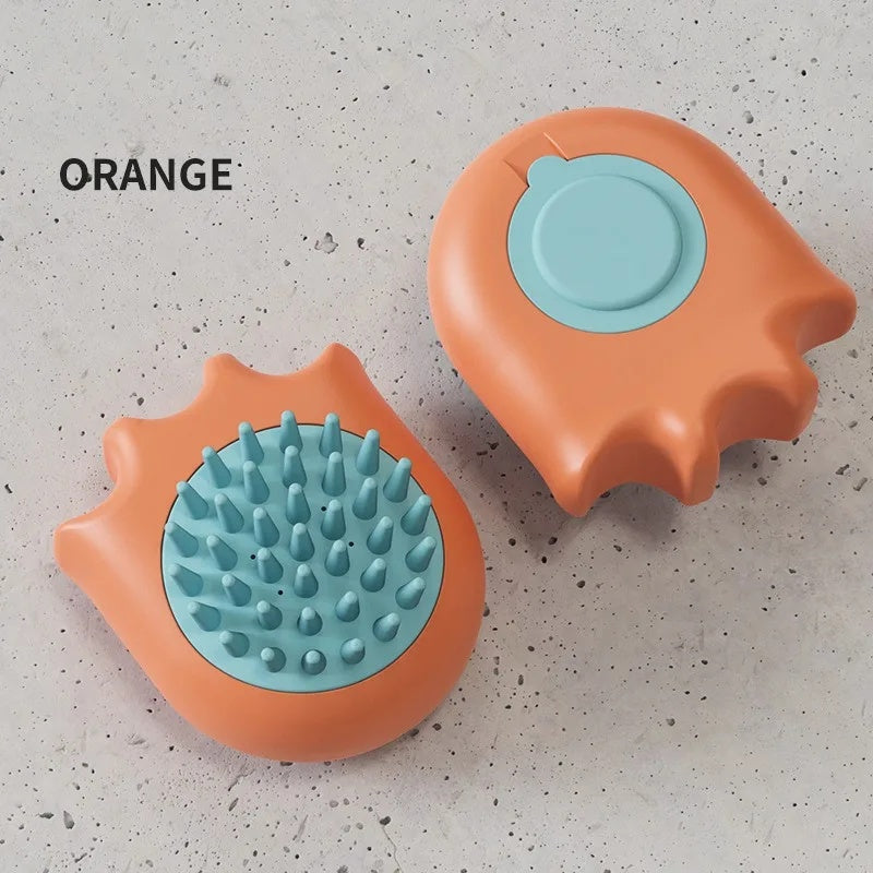 Pet Bath Massage Brush Comb Shampoo Dispenser Cleaning Tool