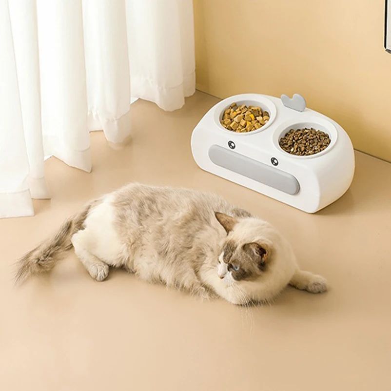 Pet Duck Design Double Bowl Feeding Tray Accessories