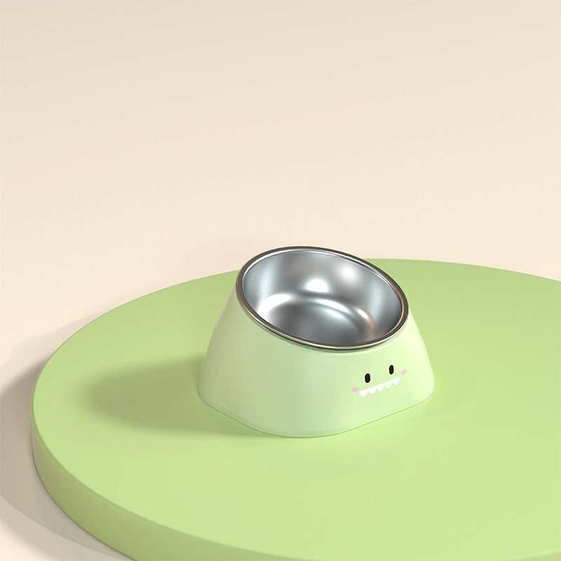 Pet Tilted Stainless Steel Feeding Bowl Neck Protection Design