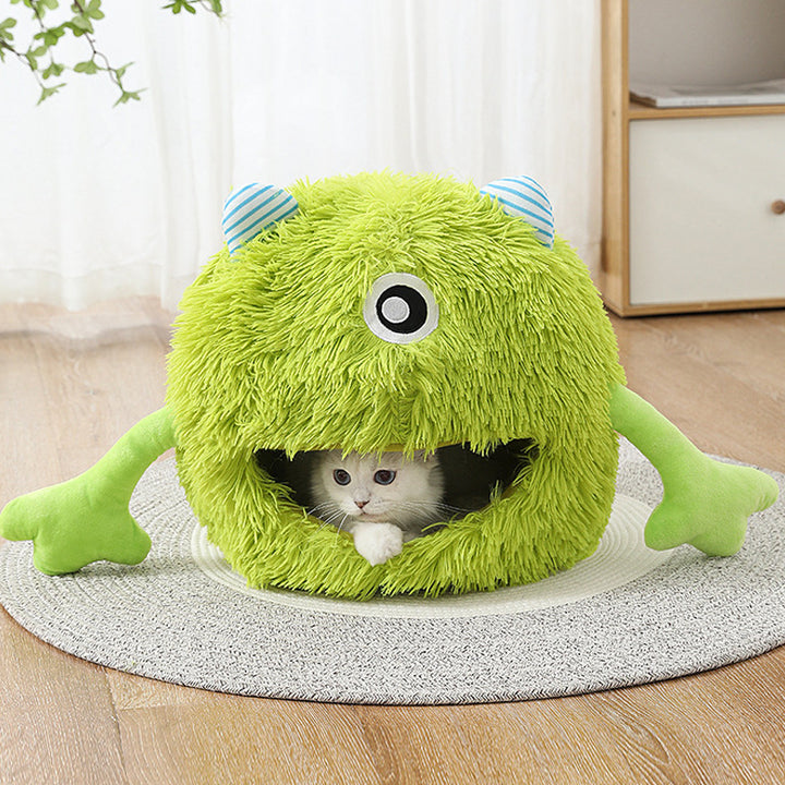 Pet Fluffy Round Calming Bed Machine Washable Plush Cushion