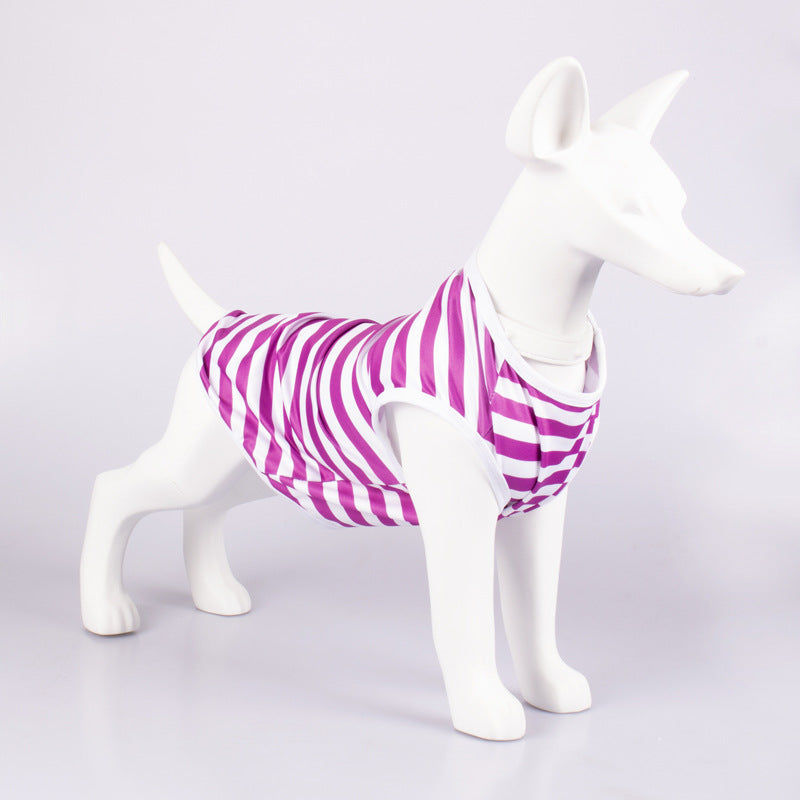 Pet Striped Crew Neck Tank Top T Shirt