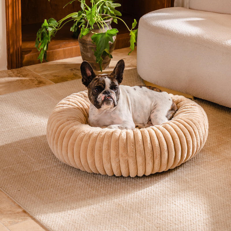 Pet Plush Winter Bed Vertical Stripe Warm Sleeping House