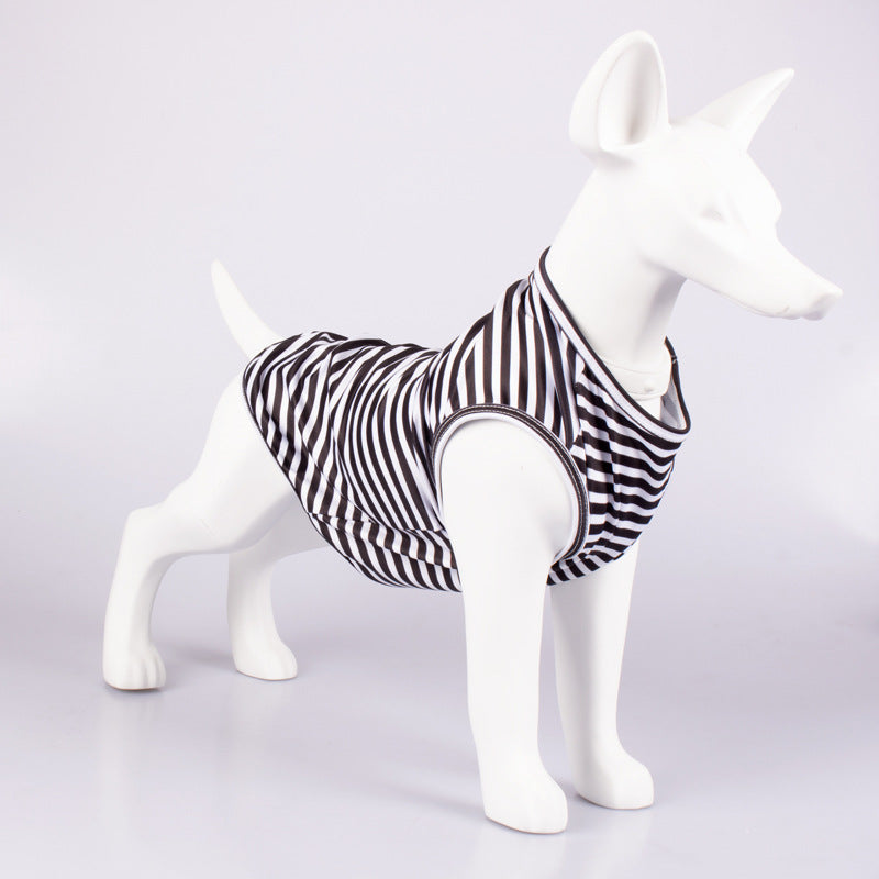 Pet Striped Crew Neck Tank Top T Shirt