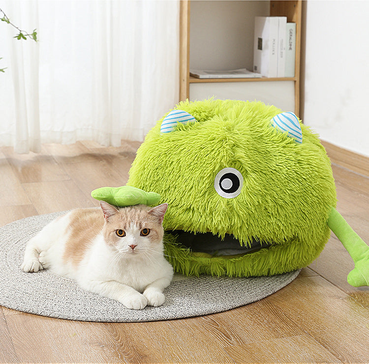 Pet Fluffy Round Calming Bed Machine Washable Plush Cushion