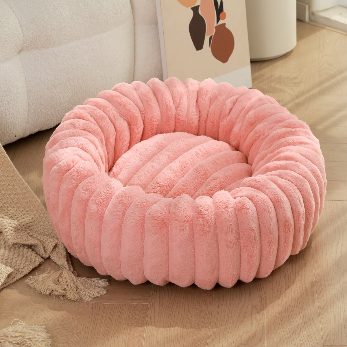 Pet Plush Winter Bed Round Warm Sleeping Nest