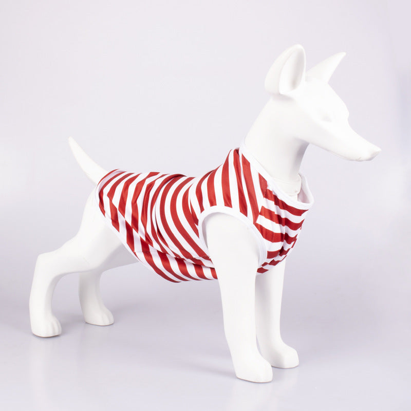 Pet Striped Crew Neck Tank Top T Shirt