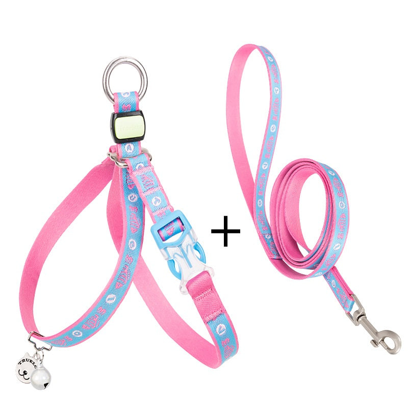 Adjustable Pet Harness And Leash Set With Bell