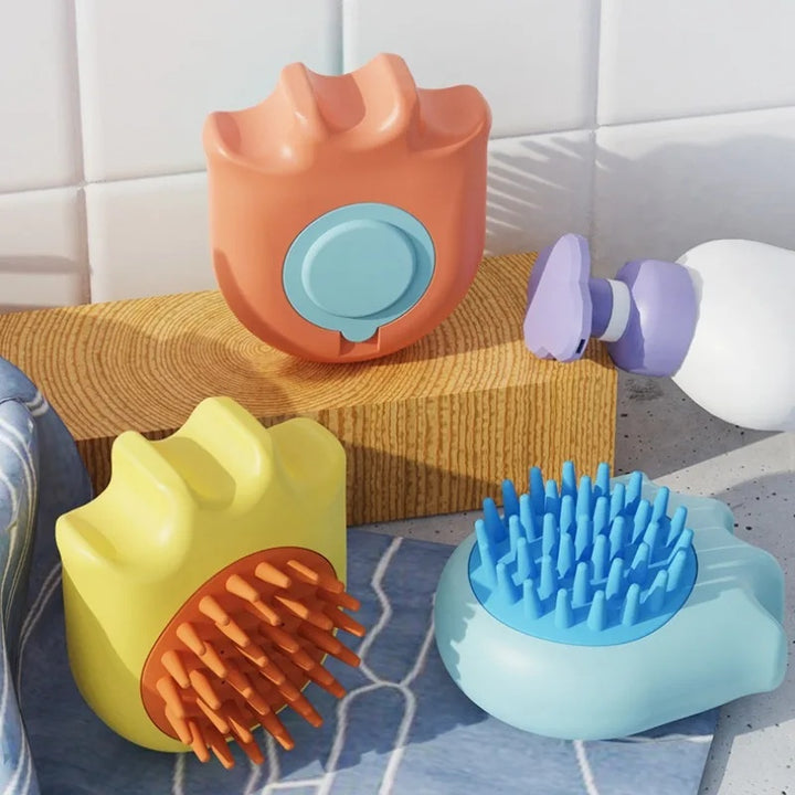 Pet Bath Massage Brush Comb Shampoo Dispenser Cleaning Tool