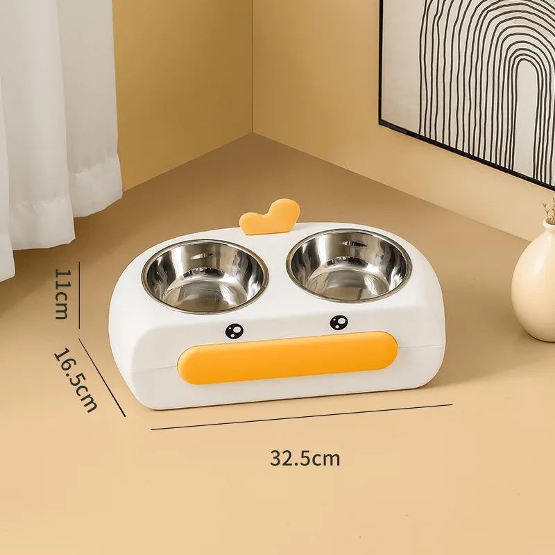 Pet Duck Design Double Bowl Feeding Tray Accessories