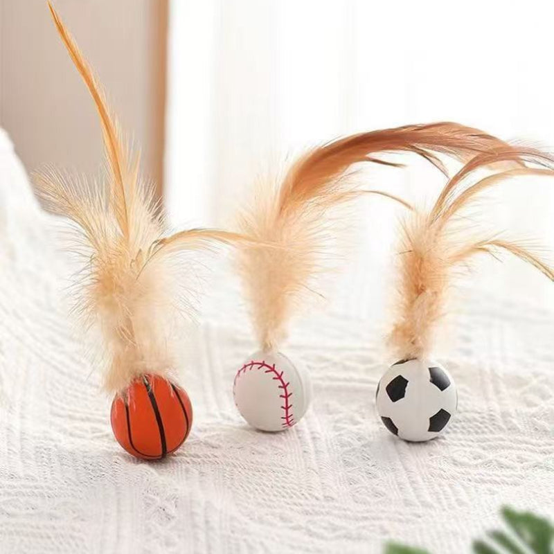 Self-Entertainment Feather Bouncy Pet Interactive Ball Toy