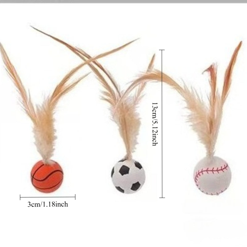 Self-Entertainment Feather Bouncy Pet Interactive Ball Toy