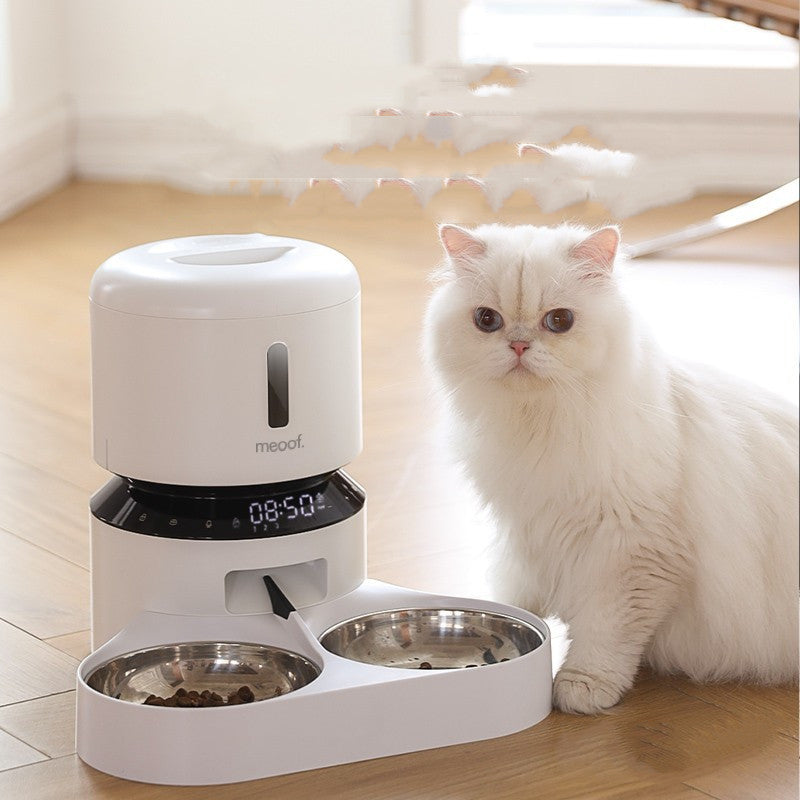 Pet Capsule Automatic Feeder Double Bowl Feeding Station