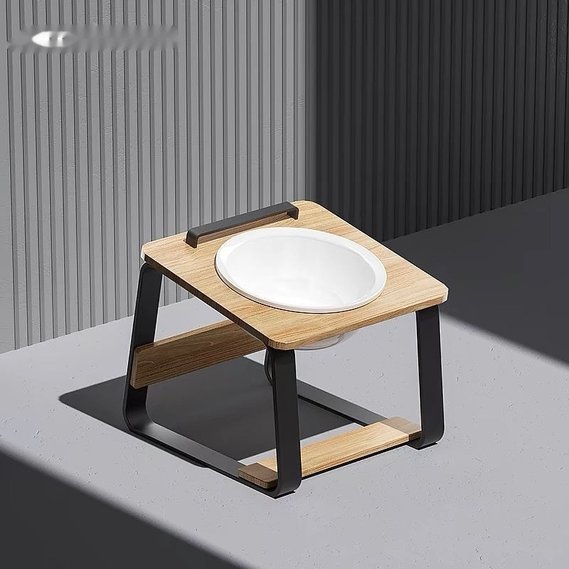Pet Ceramic Double Bowl Elevated Feeding Water Bowl