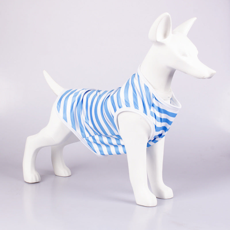 Pet Striped Crew Neck Tank Top T Shirt