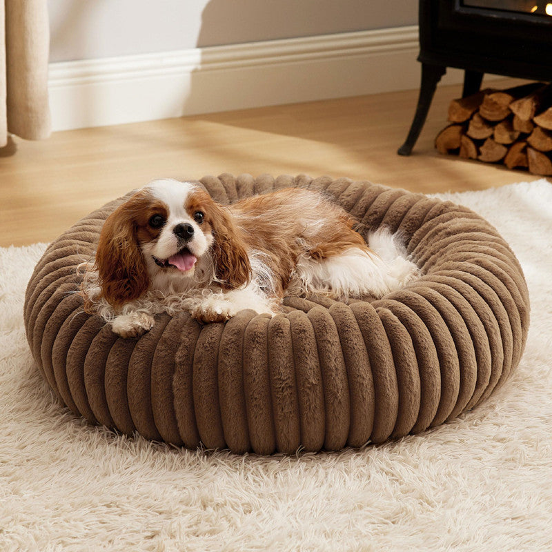 Pet Plush Winter Bed Vertical Stripe Warm Sleeping House