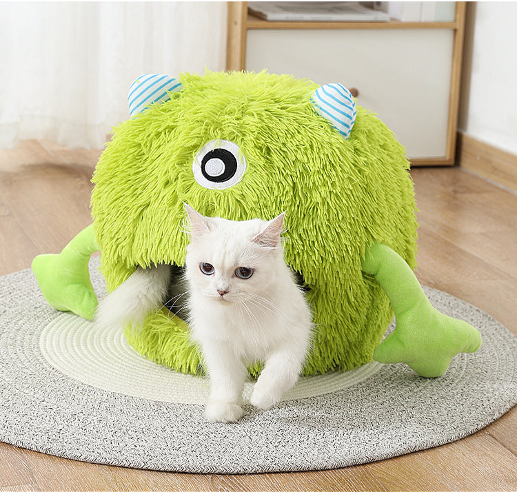 Pet Fluffy Round Calming Bed Machine Washable Plush Cushion