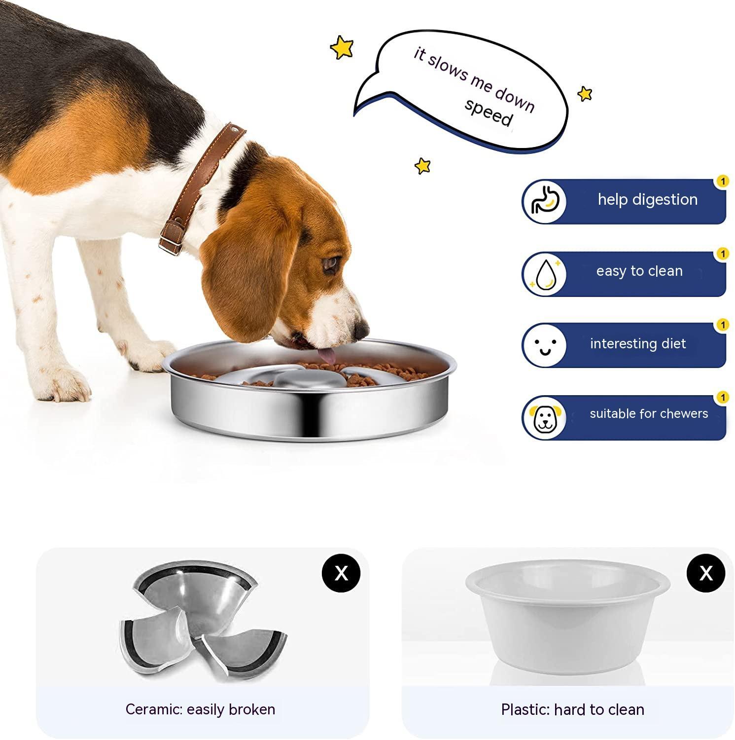 Pet Slow Feeding Bowl Stainless Steel Neck Protection Design
