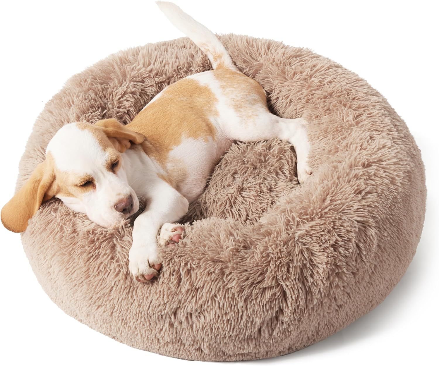 Pet Round Plush Bed Non Slip Fluffy Sleeping Cushion