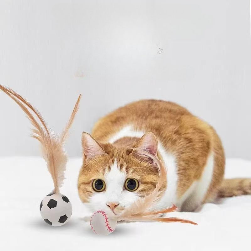 Self-Entertainment Feather Bouncy Pet Interactive Ball Toy