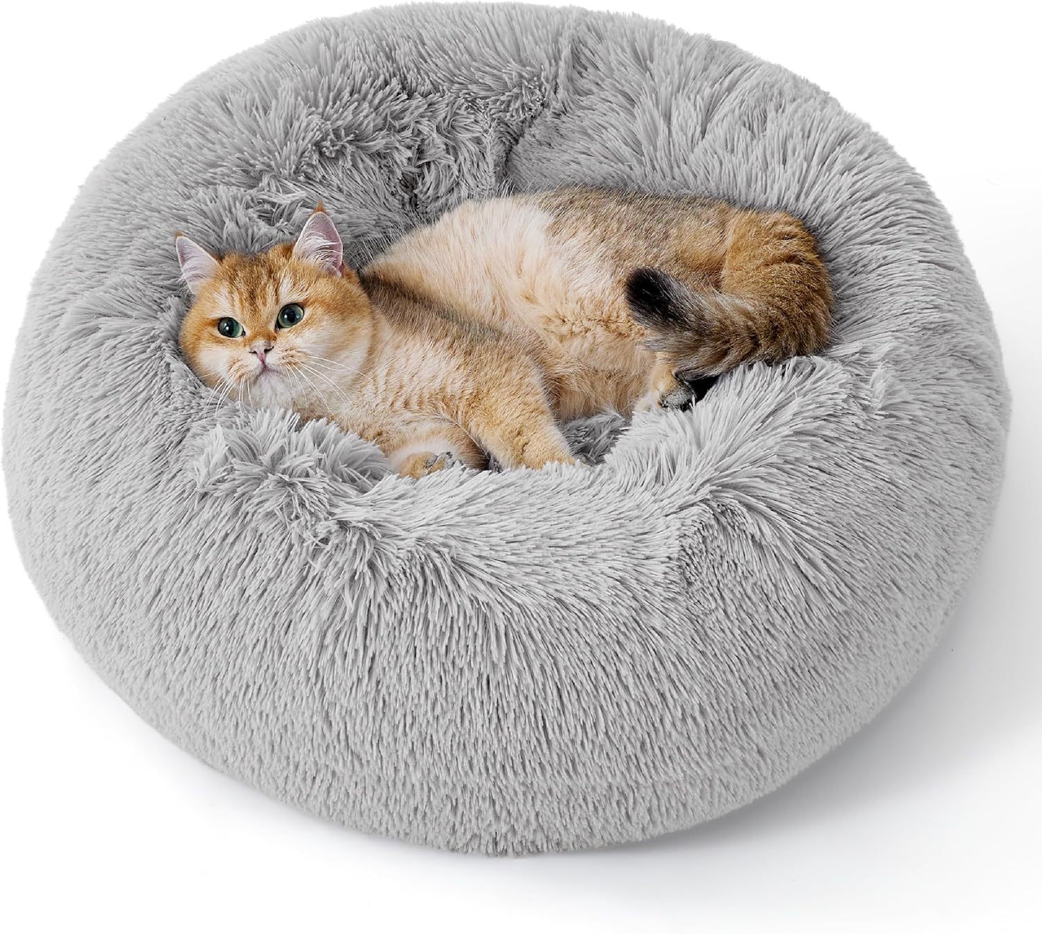 Pet Round Plush Bed Non Slip Fluffy Sleeping Cushion