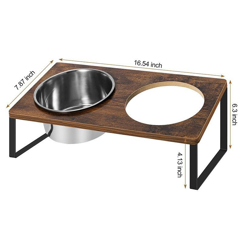 Pet Iron Wood Feeding Stand Bowl Rack Organizer