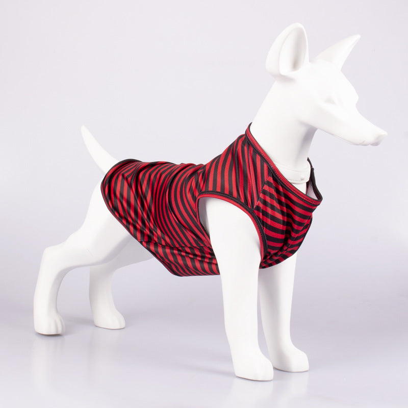 Pet Striped Crew Neck Tank Top T Shirt