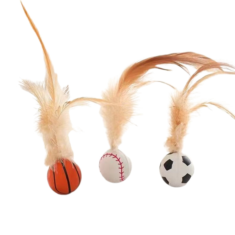 Self-Entertainment Feather Bouncy Pet Interactive Ball Toy