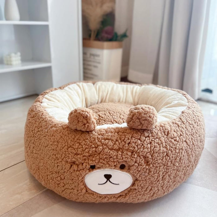 Pet Cartoon Plush Round Bed Four Seasons Cushion Nest