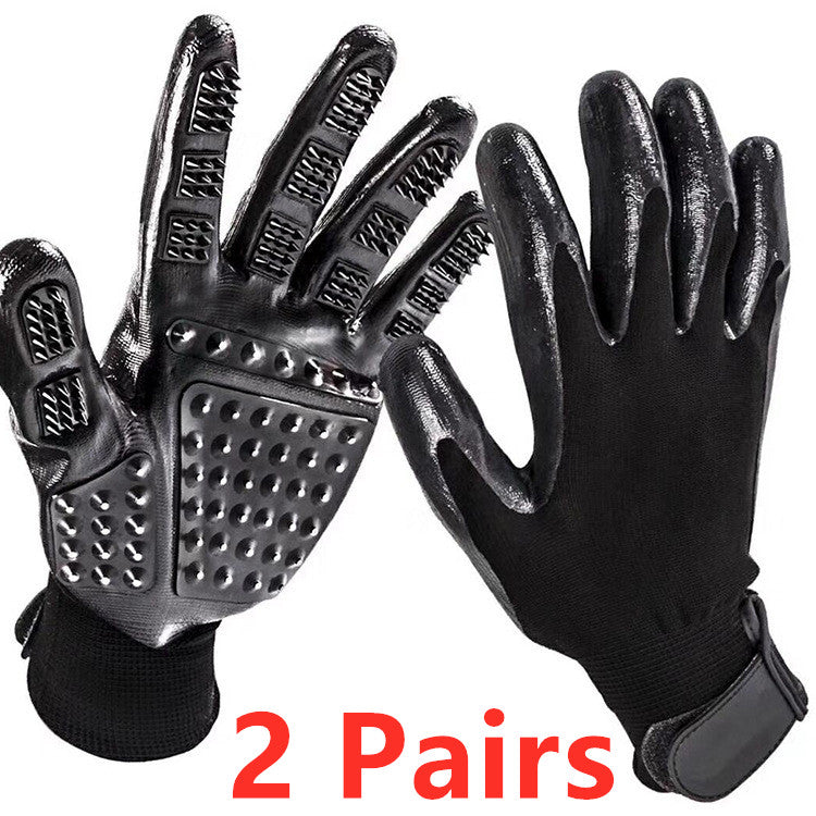 Soft Rubber Pet Grooming Glove For Shedding And Massage