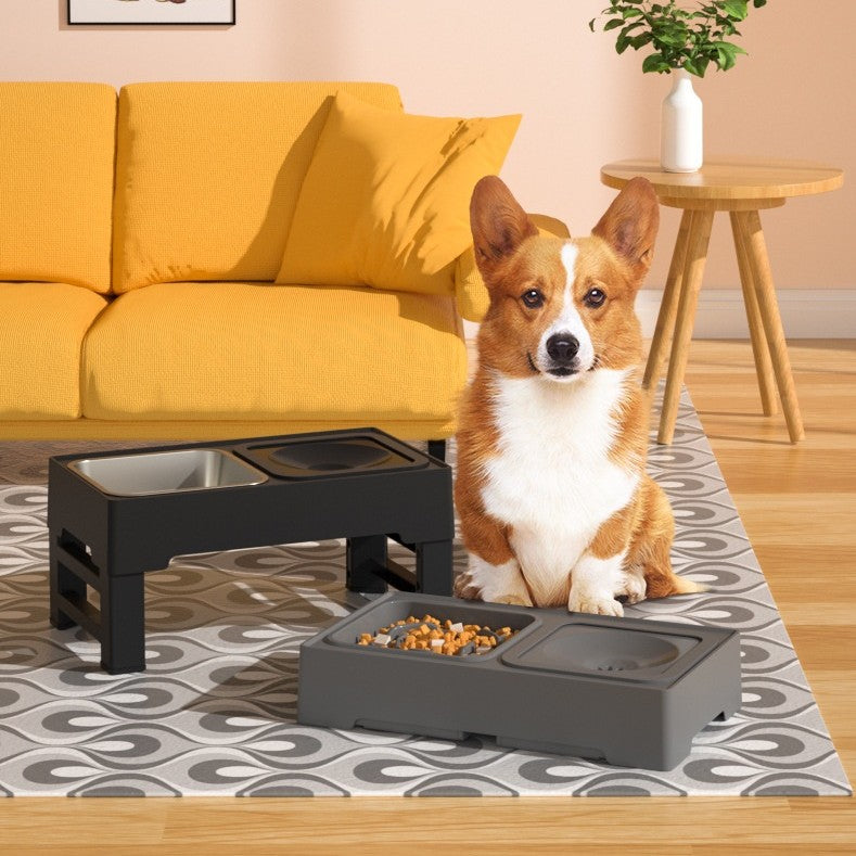 Pet Stainless Steel Double Bowl Adjustable Elevated Feeder