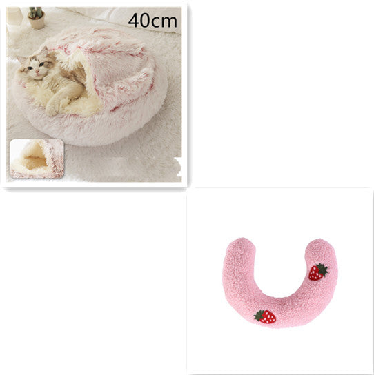 Pet 2 In 1 Plush Winter Bed Round Warm Sleeping House